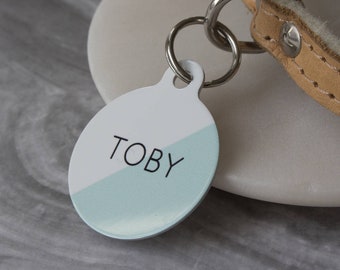 Personalised two tone Print Pet ID Tag  - Dog Name Identification minimalist geometric