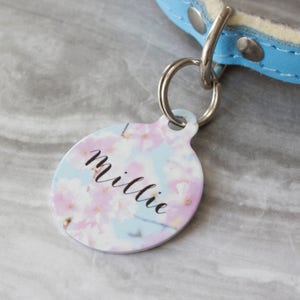 Personalised Blossom Pet ID Tag  - Dog Name Identification