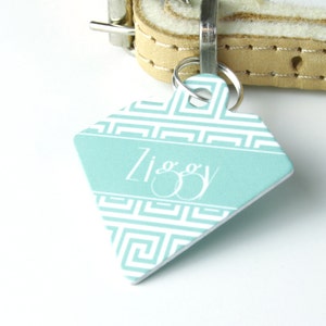 Maze Print Diamond Pet Id Tag – personalised dog name tag – dog identification tag – cat name tag – personalized pet ID tag - P04