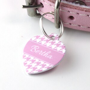 Houndstooth Print Heart Pet Id Tag – personalised dog name tag – dog identification tag – cat name tag – personalized pet ID tag - P11