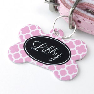 Clover Print Bone Pet Id Tag – personalised dog name tag –  dog identification tag – gifts for dogs – personalized dog ID tag - P05