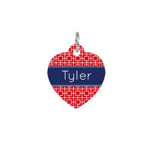 Square Print Heart Pet Id Tag – personalised dog name tag – dog identification tag – cat name tag – personalized pet ID tag - P01