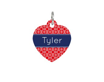 Square Print Heart Pet Id Tag – personalised dog name tag – dog identification tag – cat name tag – personalized pet ID tag - P01