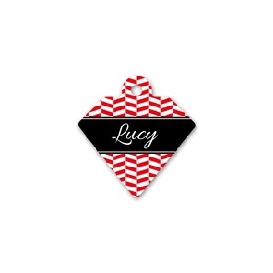 Herringbone Print Diamond Pet id Tag - Personalised dog name tag – dog identification tag – cat name tag – personalized pet ID tag - P07