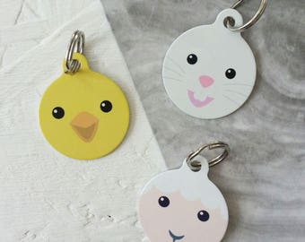 Easter Friends Pet Id Tag - Rabbit Chick Lamb personalised name tag – gifts for dogs – personalized dog ID tag