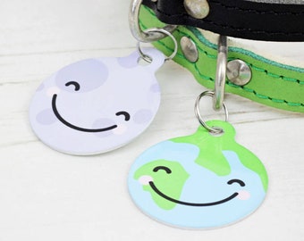 Cute Earth or Moon Pet Tag