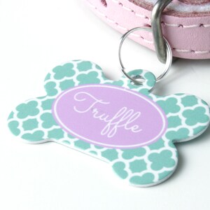 Clover Print Bone Pet Id Tag – personalised dog name tag –  dog identification tag – gifts for dogs – personalized dog ID tag - P05