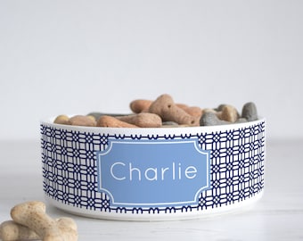 Weave Print Pet Bowl - Dog Bowl - Personalised dog bowl - custom cat bowl - ceramic dog bowl - personalized pets - pet gift - P14