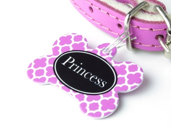 Clover Print Bone Pet Id Tag – personalised dog name tag –  dog identification tag – gifts for dogs – personalized dog ID tag - P05