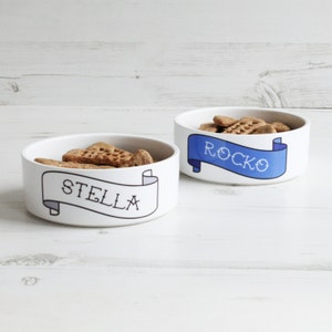 Tazón personalizado para mascotas - Plato de alimentación para perros gatos - Rock Tattoo Banner P37