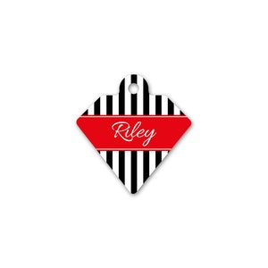 Stripe Print Diamond Pet Id Tag – personalised dog name tag – dog identification tag – cat name tag – personalized pet ID tag - P16