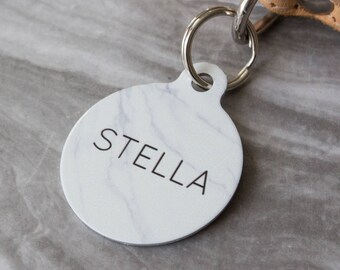 Personalised Faux Marble Pet ID Tag  - Dog Name Identification