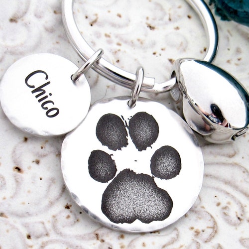 Your Pet's Actual Paw Print Keychain Pet Memorial Etsy
