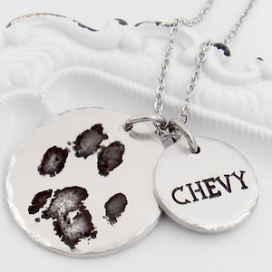 Paw Print Necklace, Actual Pet Paw Print Necklace, Pawprint Necklace, Dog Paw Necklace, Cat Paw necklace, Personalized Paw Print Necklace image 1