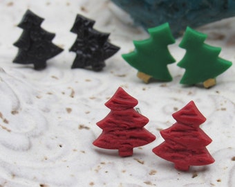 Christmas Tree Earrings, Christmas Earrings Studs, Christmas Earrings Set of 3, Holiday Earrings Set, Holiday Earrings Studs, Christmas Tree