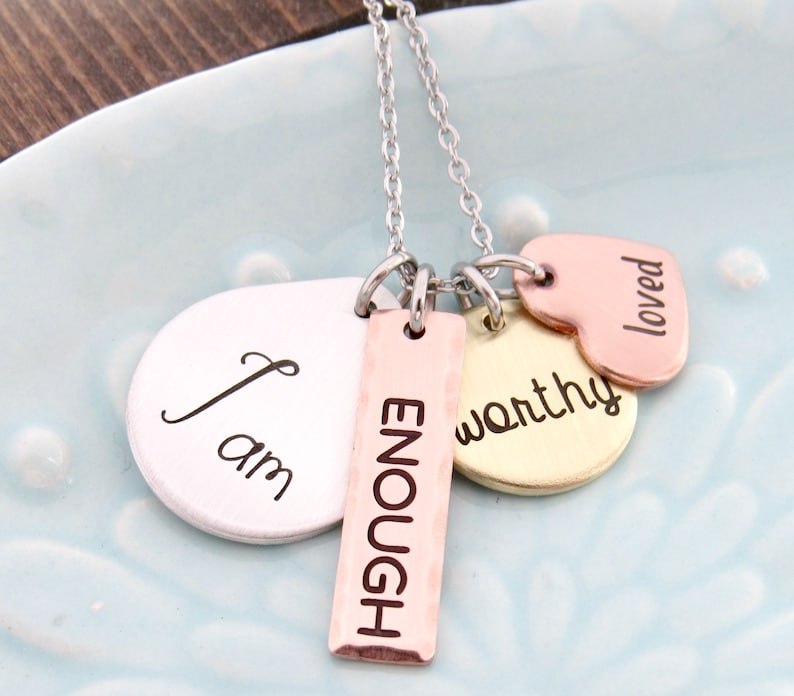 I Am Enough Jewelry I Am Enough Worthy Loved Necklace Etsy