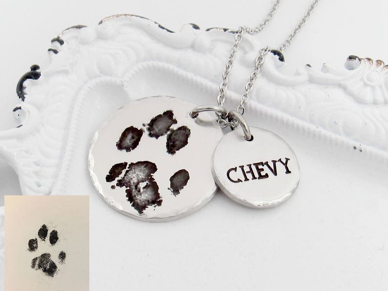 Paw Print Necklace, Actual Pet Paw Print Necklace, Pawprint Necklace, Dog Paw Necklace, Cat Paw necklace, Personalized Paw Print Necklace image 3