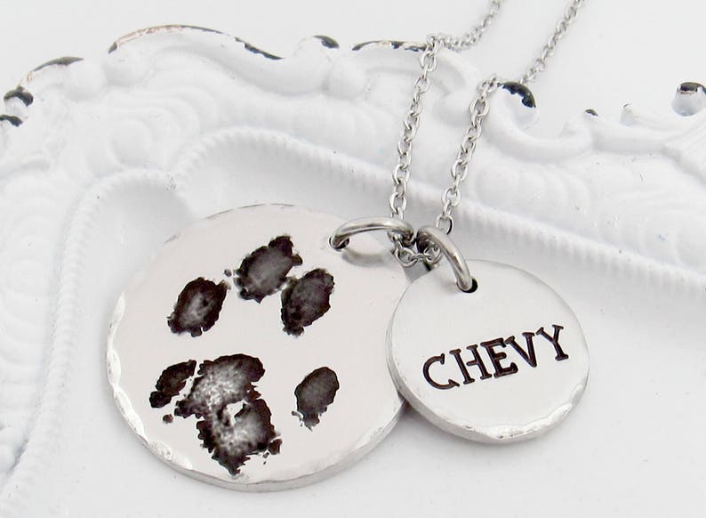 Paw Print Necklace, Actual Pet Paw Print Necklace, Pawprint Necklace, Dog Paw Necklace, Cat Paw necklace, Personalized Paw Print Necklace image 1