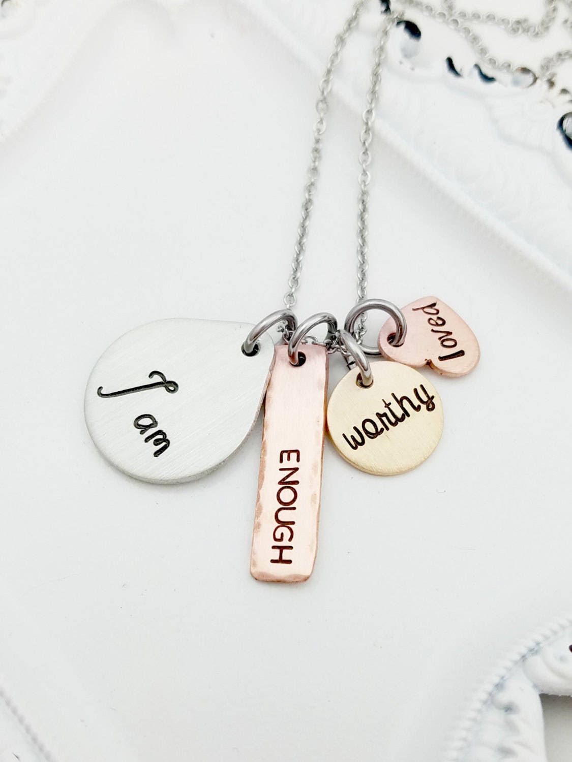 I Am Enough Jewelry Inspirational Jewelry For Women Positive Etsy