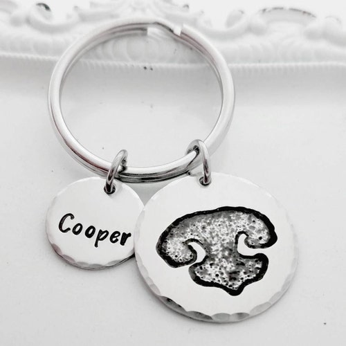 Your Pet's Actual Nose Print Keychain Pet Memorial Key Etsy