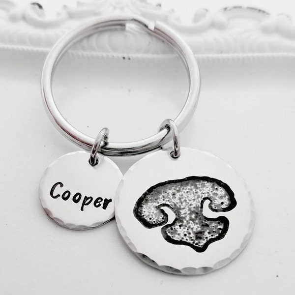 Your Pet's Actual Nose Print Keychain - Pet Memorial Key Chain - Memorial Jewelry - Etched Nose Print - Rainbow Bridge