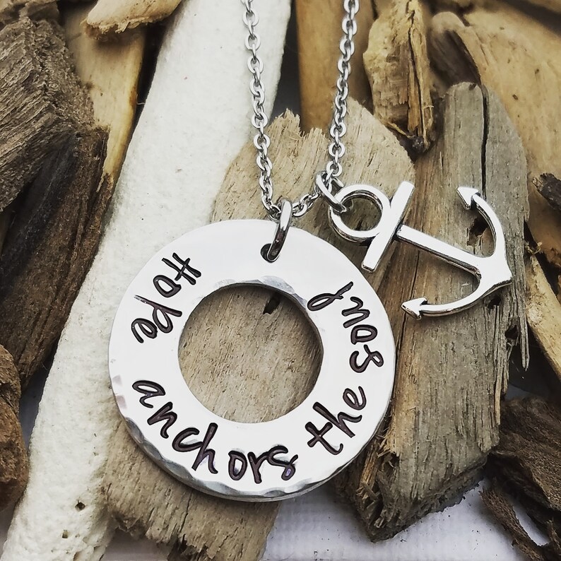 Hope Anchors The Soul Necklace Personalized Anchor Necklace Etsy