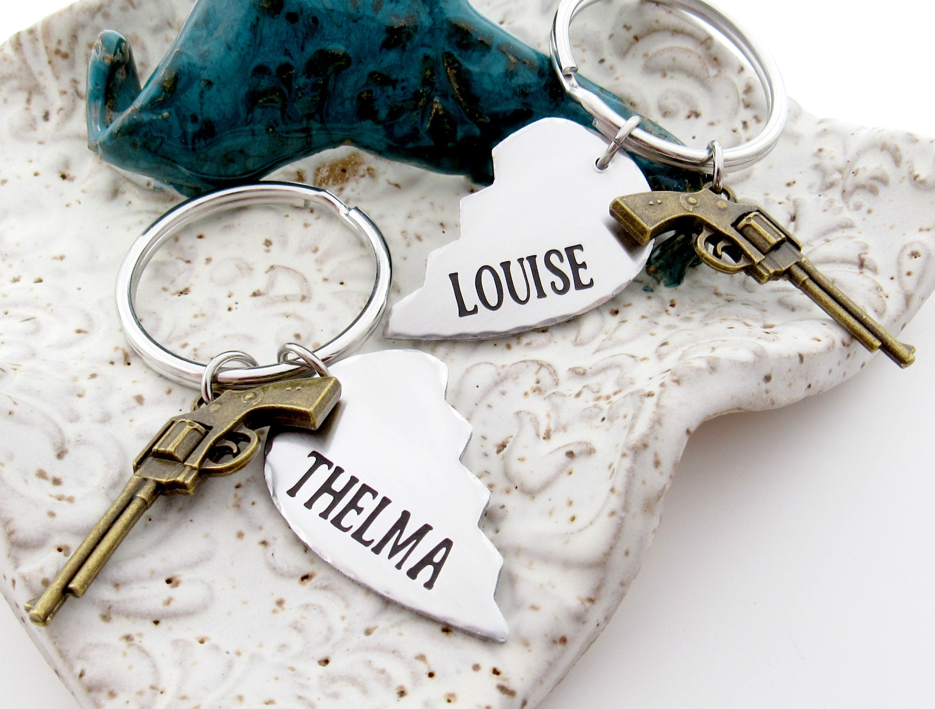 Keychain Set Best Friends Thelma Louise Gun Handcuff Friendship