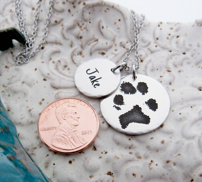 Your Pet's Actual Paw Print Necklace Pet Memorial Etsy