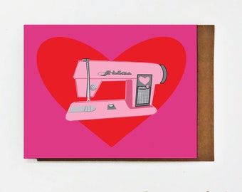 Set of 3 Sewing Machine Valentine's Day Cards-