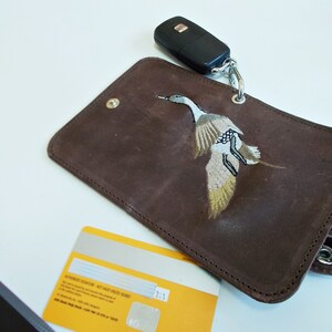 Tarjetero, Billetera fina de cuero, Caza, Pato, Funda para llaves, Regalo para hombres, Billetera de bolsillo, Billetera plegable, Mascotas, Billetera para efectivo, Bolsa pequeña