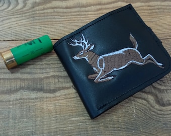 Leather wallet, Black mens wallet, Bifold wallet, Business card holder, Coin purse, Deer, Slim wallet, Handmade wallet, Gift, Pocket wallet
