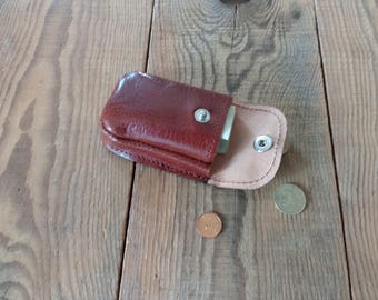 Brown leather pouch, Coin purse, Slim leather wallet, Mens pocket wallet, Back to school, Small minimalist wallet, Key holder, Coin wallet