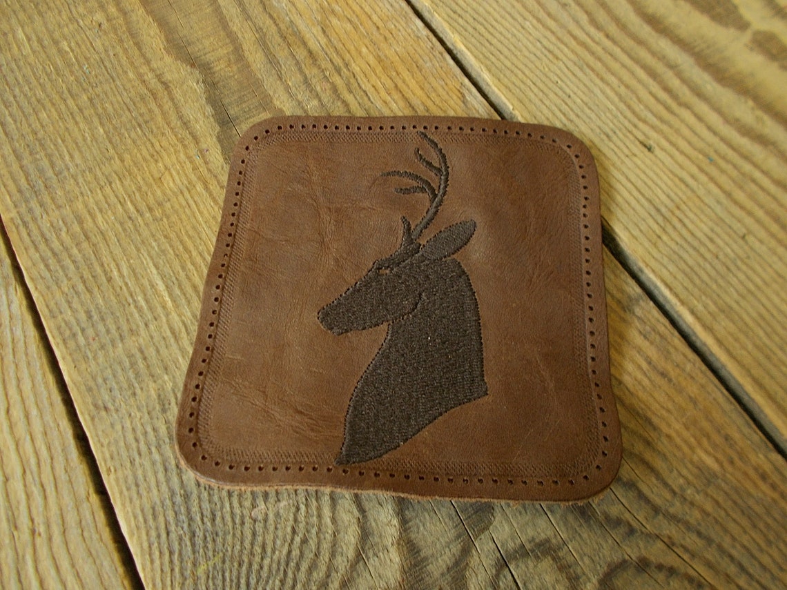 Custom leather patch Hunter patch Deer patch Deer head Etsy