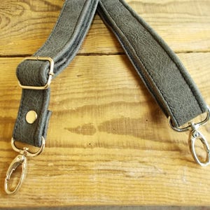 Adjustable Gray Vegan Leather Crossbody Strap: 50&quot; Replacement Bag Strap