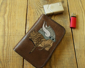 Viking Leather Bifold Wallet: Brown Slim Card Holder