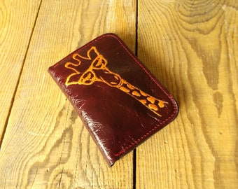 Bifold wallet, Giraffe , Hunting wallet, Business card holder, Red wallet, Slim leather wallet, Boyfriend, Pocket wallet, Card cover