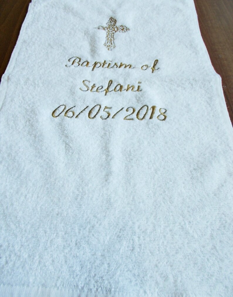 Baptism Towel Personalized Towels Bapteme Embroidered Bath Etsy