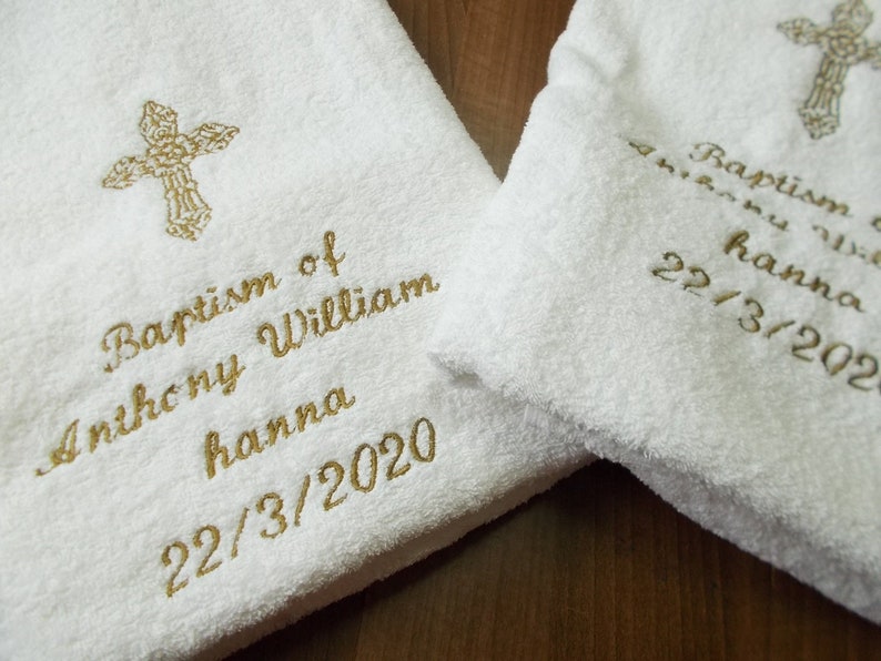 Baptism Towel Personalized Towels Bapteme Embroidered Bath Etsy