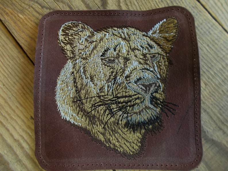 Hunter patch Brown Accessory Tiger embroidery Genuine leather Animal patch Leather patch backpack Custom leather patch bird Lion