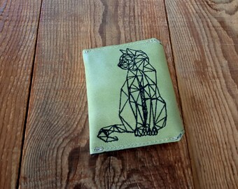 Monedero de piel verde: Monedero de gato negro