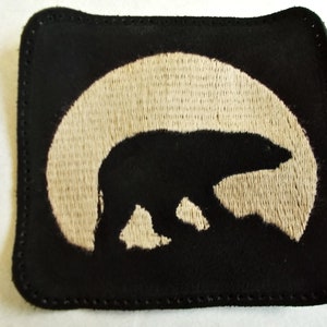 Leather patch, Bear, Hunting, Hunter jacket, Backpack, Embroidery, Leather patch for hats, Genuine leather, Accessory, Geek, DIY, Black