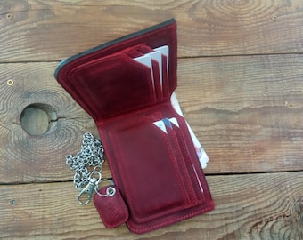 Cartera plegable de cuero hecha a mano, billetera para hombre, tarjetero, monedero, Bordo