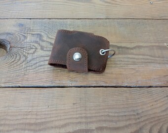 Brown Leather Keychain Case: Rustic Auto Key Holder, Groomsman Gift