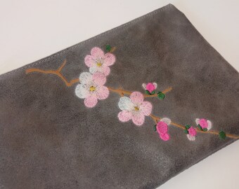 Bolsa de cosméticos para mujer, Cuero, Bolsa de maquillaje para dama de honor, Flores, Bolso de mano de lona, Bolsa de artículos de tocador, Regalo de boda personalizado, Regalo de propuesta, Lápiz