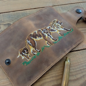 Billetera plegable, León, Billetera de caza, Estuche para tarjetas de visita, Billetera de hombre marrón, Billetera de cuero delgada, Novio, Funda para tarjetas de bolsillo, Safari, Jungla