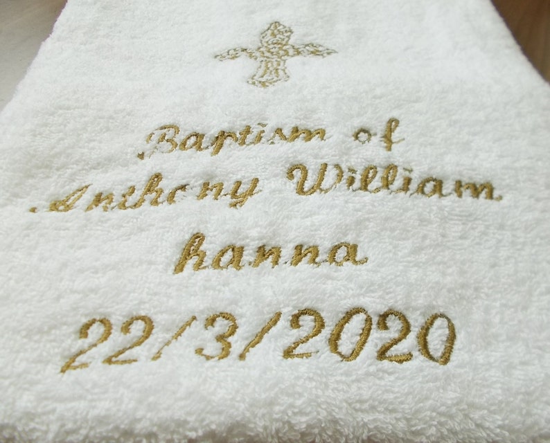 Baptism Towel Personalized Towels Bapteme Embroidered Bath Etsy
