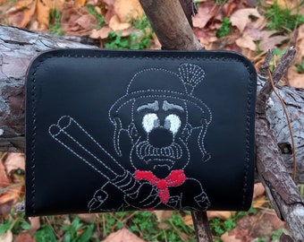 Embroidered Hunter Leather Wallet - Minimalist Card Holder