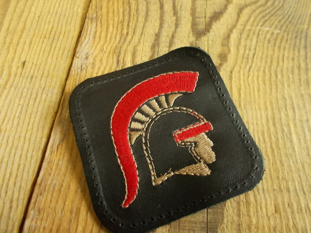 Roman Patch Spartan Helmet, Leather Patch, Hunting, Hunter Jacket, Roman Empire ...