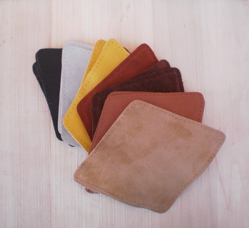 Leather Patch, Elbow patch, Sweater patch, Genuine leather, Yellow, Brown, Geek, DIY, Cardigan patch, Knee patch, Jacket, Rhombus Patch image 1