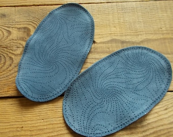 Parches ovalados de cuero azul: reparación de codos, rodillas o chaquetas